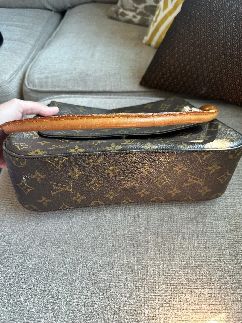 Louis Vuitton Brown Monogram Canvas Shoulder Bag Looping 90s Vintage